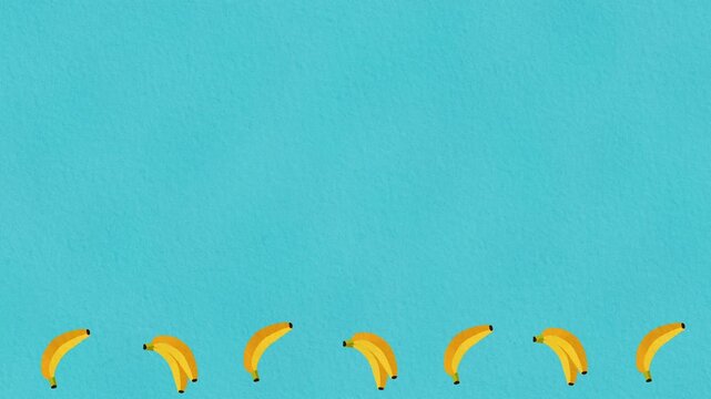 Banana watercolor bottom border animation with copy space