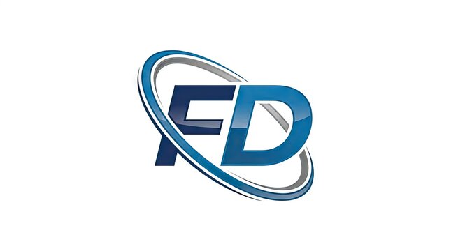 Blue and silver FD initial monogram logo.