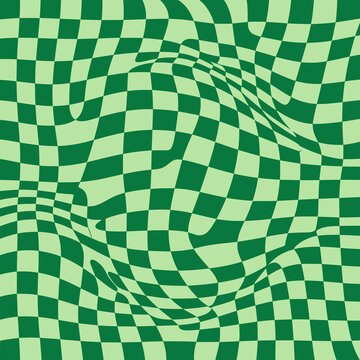 Wavy Checkerboard Pattern vector illustration featuring a classic checkered grid distorted into smooth flowing waves. Perfect for retro backgrounds, wallpapers, packaging, textiles, posters, branding,