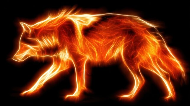 Luminous Fiery Wolf Alpha Creature of Intense Digital Energy