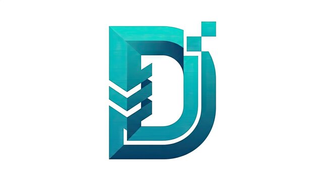 Stylized teal letter D digital pixel logo design.