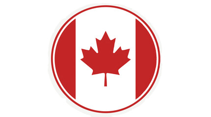 Fototapeta premium Canadian Flag Round Emblem with Double Outline RingCanada Maple Leaf Circle Icon with Ring BorderVector Canada Flag Round Stamp Badge Design