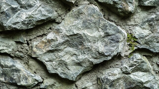 fossilized. Ancient stone wall covered in green moss with fossilized shell impressions. gardening catalogs, home-decor guides, designed for home decor and floral branding, celebrates nature.