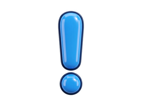Glossy blue exclamation mark symbol great for graphic design projects that need dynamic, attentiongrabbing elements in 3d renders.