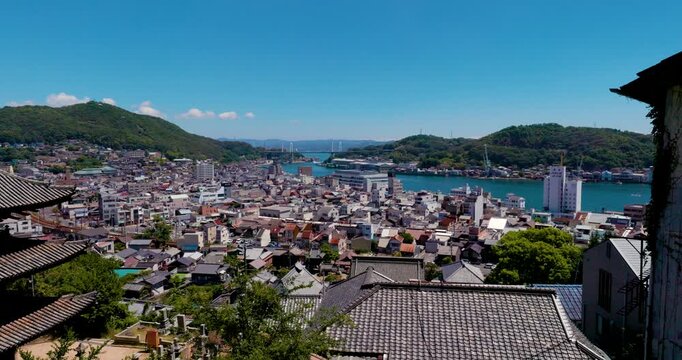 Three-Story Pagoda Overlooking Onomichi City and Harbor, Japan