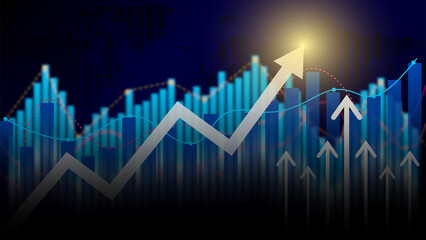 Fototapeta premium Financial Stock Market Data Chart with Candlestick Graph and Global Trading Background.