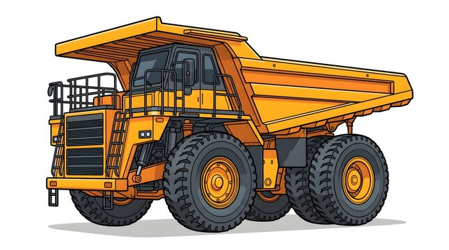 Yellow Mining Dump Truck Illustration for Construction and Heavy Industry