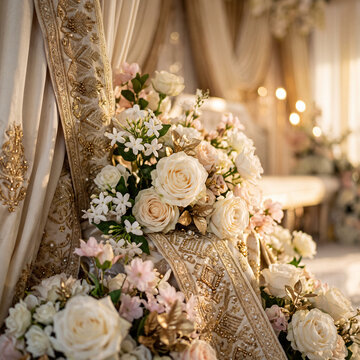 Close-Up of Traditional Malay Wedding Dais Decoration