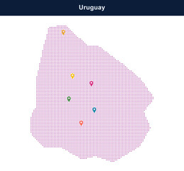 Colorful map pins on uruguay vector illustration © J.M. Stocker