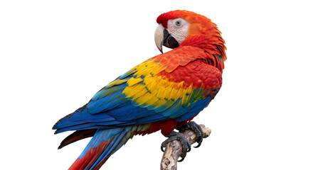 Vibrant scarlet macaw perched on a branch, showcasing its colorful plumage © Sapphire