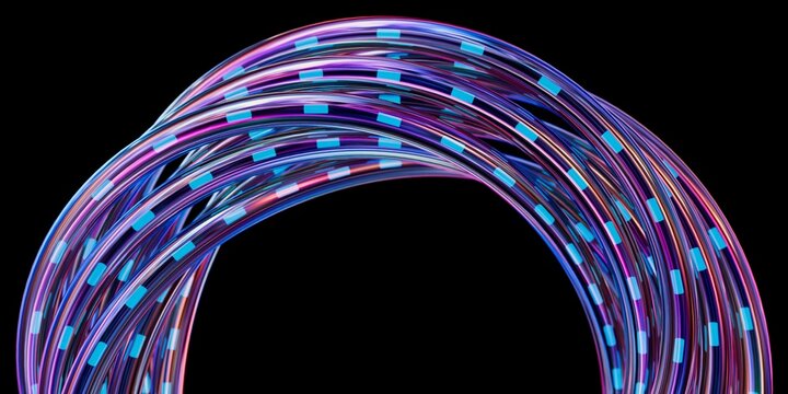 Arched 3D Bundle of Iridescent Fiber Optic Cables
