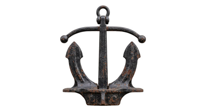 Old rusty anchor with a weathered appearance and a strong maritime connection