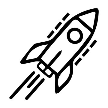 Rocket ship launch line art startup concept icon