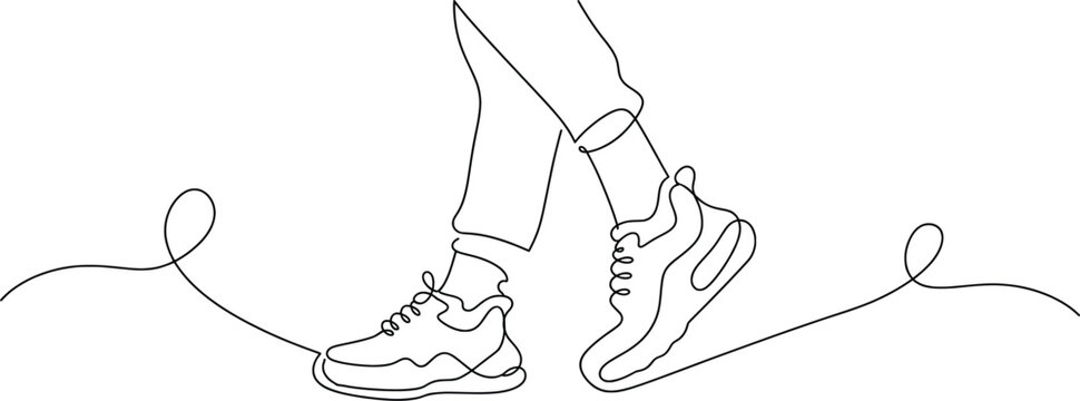 Running Shoes Line Art Vector Illustration Jogging Fitness Sports Footwear Design.