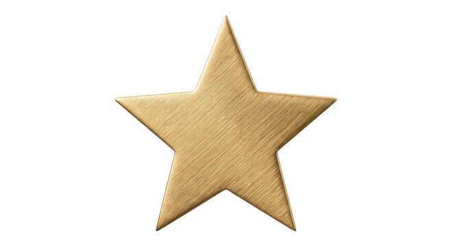Golden brushed star award symbol isolated on white background