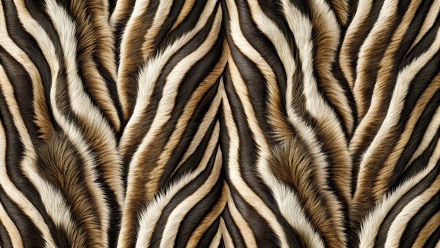 Seamless pattern of zebra hide texture realistic wool fur effect textile cloth