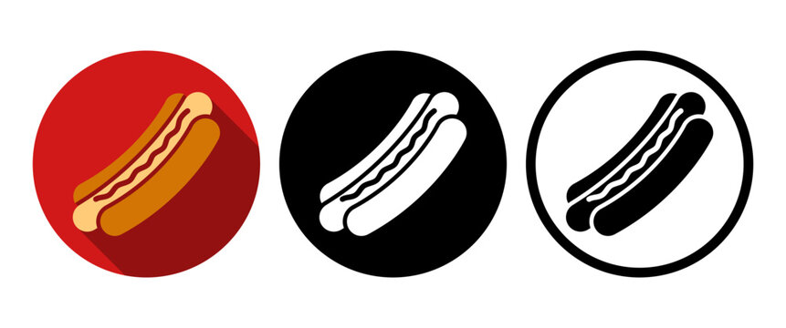 Hot Dog Icon Set Fast Food Sausage Delivery UI Badge
