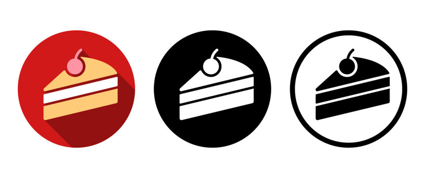 Cake Slice Icon Set Bakery Dessert Delivery UI Badge