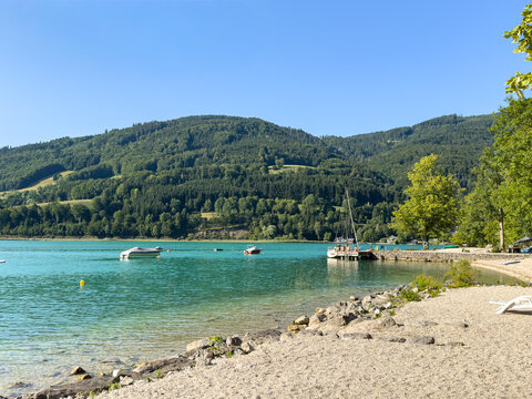 Scenic Shore of Lake Mondsee in the Salzkammergut, Austria Travel Concept