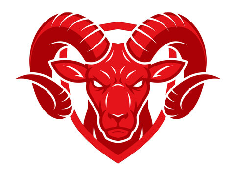 Aggressive Red Ram Mascot Logo Vector Illustration for Sports Teams and E-sports Branding