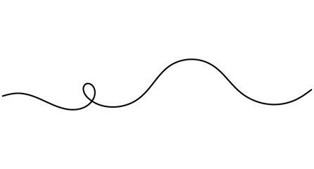 Obraz premium Abstract looping wave line art featuring a smooth continuous one line drawing with a small loop and editable stroke on white background