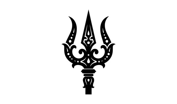 Decorative Hindu Trishul Trident Sacred Shiva Symbol Black Vector