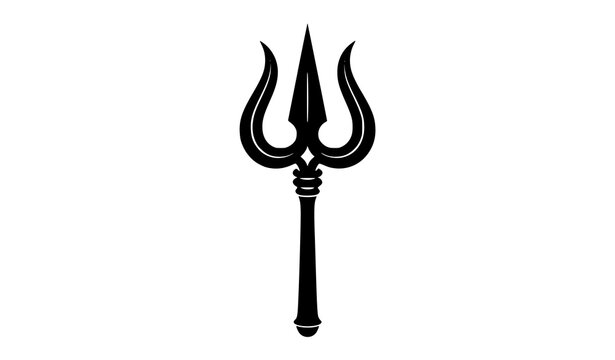Lord Shiva Trishul Sacred Hindu Trident Black Silhouette Vector