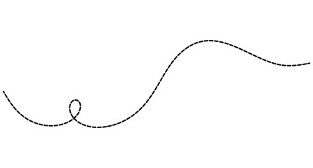 Obraz premium Dashed continuous wave with a loop, smooth curved path and editable stroke. Vector illustration.