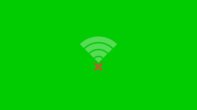 No Wifi signal icon video with looping animation, no internet connection on green screen video