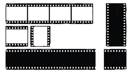 Fototapeta premium Film Strips Set, Various Sizes, Black and White Vector Illustration, Cinematic Design, Movie Reel Concept. with Graphic