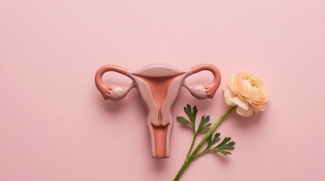 Symbolic Uterus Model With Delicate Flower Representation Of Feminine Health
