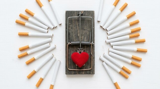 The Deceptive Allure Of A Smoking Habit A Heart Caught In A Deadly Trap