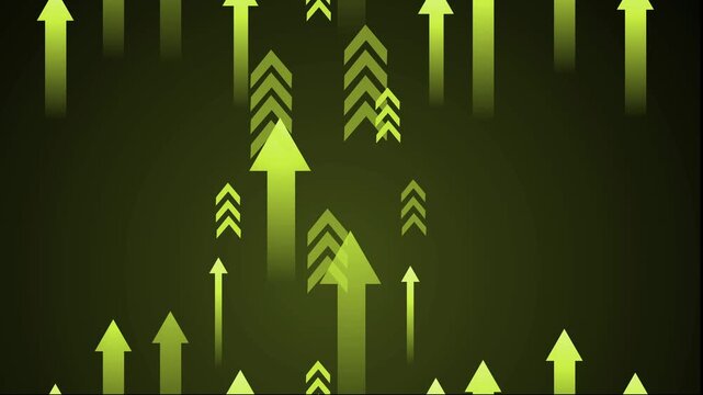 Abstract arrows pointing upward on dark gradient background, symbolizing growth and progress animation