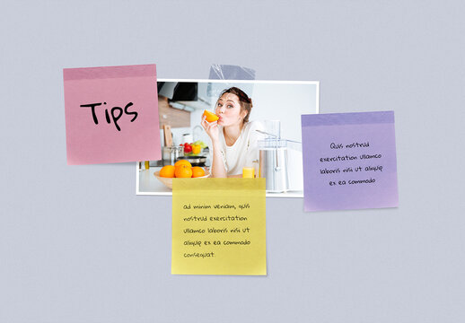 Photography Mockup with 3 Sticky Note Papers