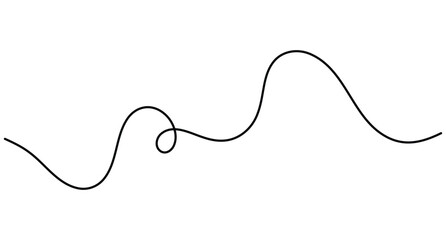 Obraz premium Single loop curve line continuous one line art vector depicting an organic wave with a central loop and an editable stroke