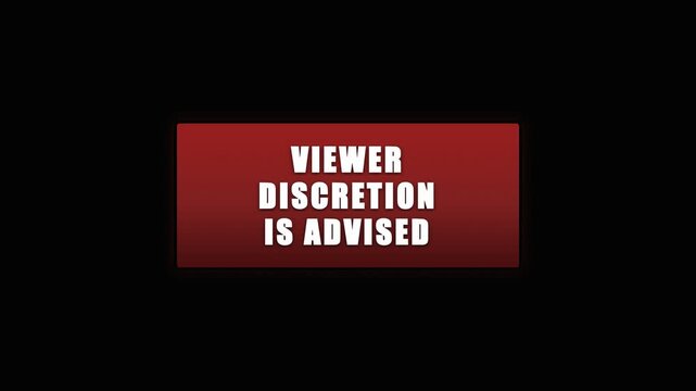 Viewer discretion is advised stacked text in red rectangle. 4K Video