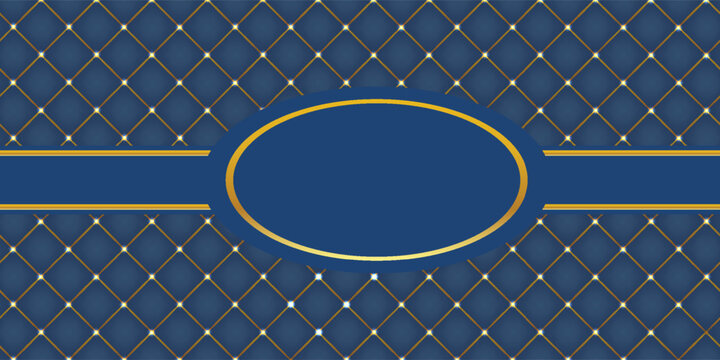 Luxury Dark Blue and Gold Quilted Background with Oval Frame and Banner