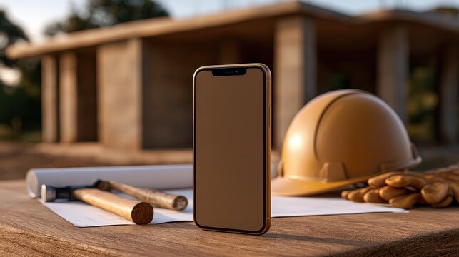 Construction Site with iPhone and Tools