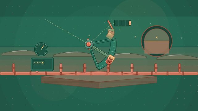 Abstract animated sextant bringing a star down to the horizon drawn as cyan and teal lines and shapes on a deep dark background. Seamless looping 4K motion graphics video with free space for text, ide