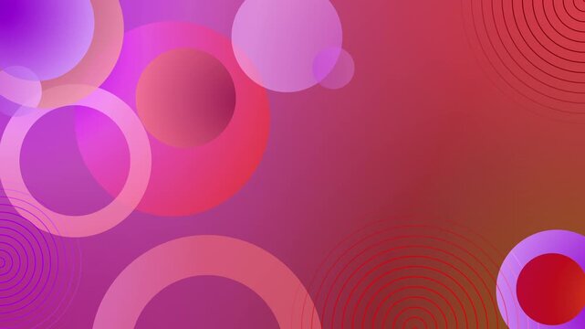 Abstract gradient background with translucent overlapping circles and concentric ring patterns modern vibrant design animation