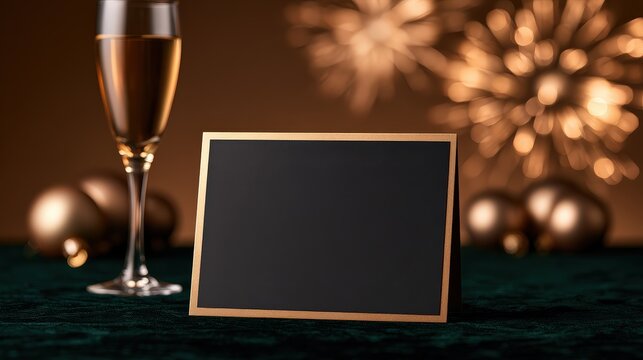 Festive New Years Eve Celebration with Champagne and Gold Confetti