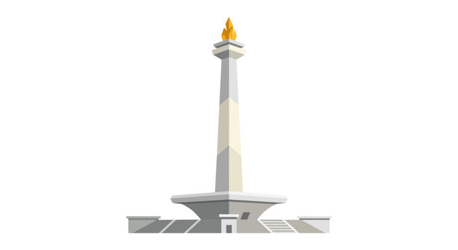Monas National Monument Vector Illustration Landmark of Jakarta Indonesia