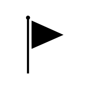 Black Silhouette Icon of Triangular Flag on Pole