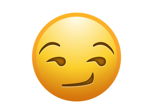 Smirking face emoji vector icon with sly smirk for flirty and playful reaction