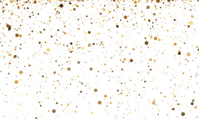 Fototapeta premium Golden confetti falling against a clean white backdrop during a celebration