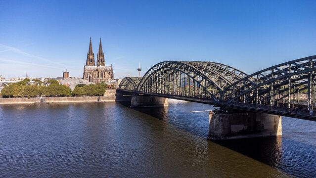 Hohenzollern Bridge over the Rhine with Cologne Cathedral, Germany