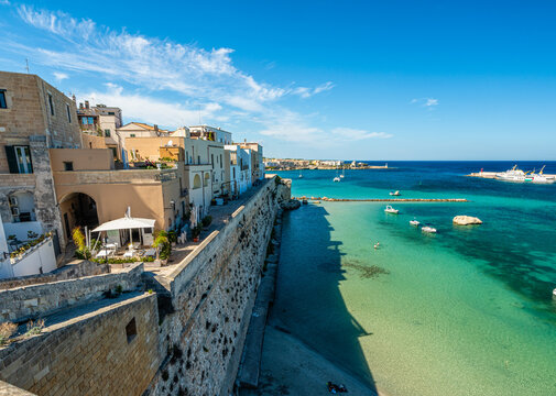 Scenic view in Otranto on a sunny summer day, province of Lecce, in the Salento peninsula, Puglia (Apulia), Italy.