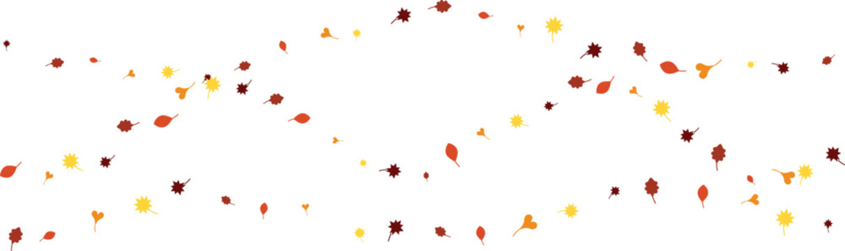 Autumn leaves falling in flowing lines during a gentle breeze against a clean white background