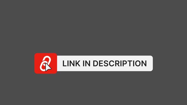 Link in description lower third button animation pack with click and no click versions on transparent background alpha channel 4K