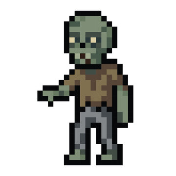 Pixel Art Spooky Zombie Character Icon